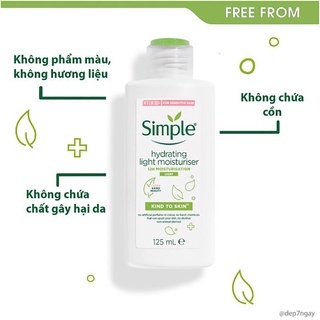Sữa dưỡng ẩm Simple Hydrating Light Moisturiser 125ml dành cho da nhạy cảm