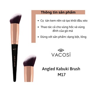 Cọ tạo khối đầu xéo Vacosi Angled Kabuki Brush M17 thiết kế tối ưu dễ tán kem nền và tạo khôi
