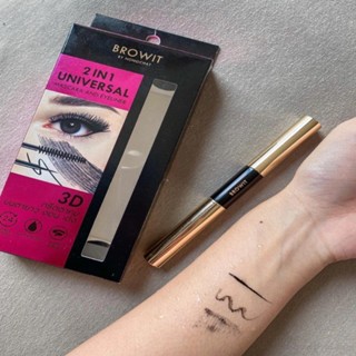 Mascara và bút kẻ mắt Browit Nongchat 2 in 1 Universal (Màu hồng) 6ml lâu trôi, không thấm nước