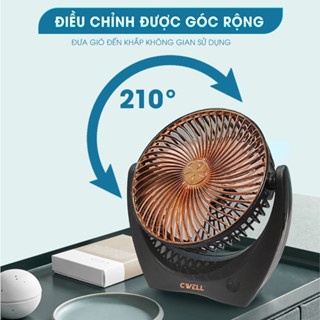 Quạt mini tích điện CWELL Portable Fan C201F-4 không gây ồn, điều chỉnh được góc rộng