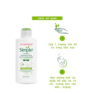 Sữa dưỡng ẩm Simple Kind To Skin Replenishing Rich Moisturiser 125ml dưỡng ẩm sáng da