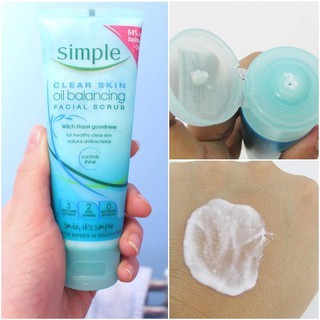 Kem tẩy tế bào chết kiềm dầu Simple Clear Skin Oil Balancing Facial Scrub 75ml làm dịu kiểm soát dầu nhờn