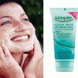 Kem tẩy tế bào chết kiềm dầu Simple Clear Skin Oil Balancing Facial Scrub 75ml làm dịu kiểm soát dầu nhờn