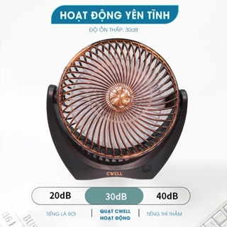 Quạt mini tích điện CWELL Portable Fan C201F-4 không gây ồn, điều chỉnh được góc rộng