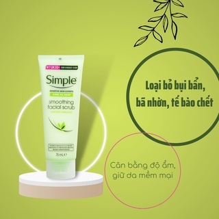 Tẩy da chết Simple Kind To Skin Soothing Facial Scrub 75ml dành cho da nhạy cảm