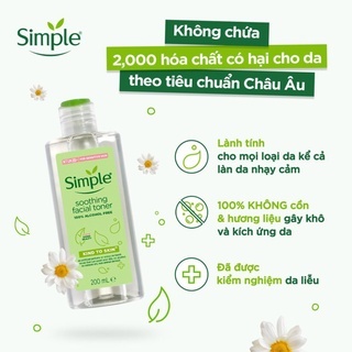 Nước hoa hồng Simple Smooth Facial 200ml dịu nhẹ, phù hợp với mọi loại da