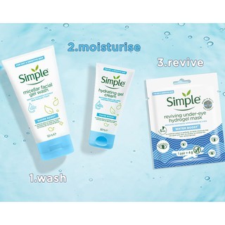 Sữa rửa mặt Simple Water Boost Micellar Facial Gel Wash 150ml dành cho da khô và da nhạy cảm