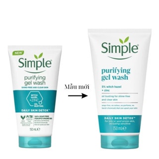 Sữa rửa mặt Simple Purifying Gel Wash Shine Free And Clear Skin 150ml giảm bóng nhờn, giảm mụn