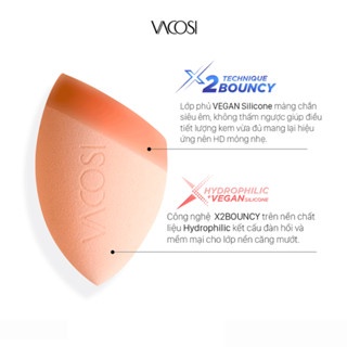 Bông phấn Vacosi vạt xéo phủ Silicone PH06 đàn hồi mềm mại