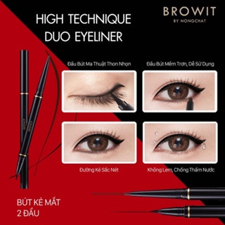 Bút kẻ mắt 2 đầu Browit By NongChat HighTechnique Duo Eyeliner 0,5ml + 0,14gr bền màu, chống lem suốt ngày dài