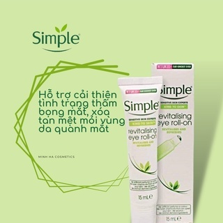 Thanh lăn dưỡng mắt Simple Revitalising Eye Roll On 15ml giảm thâm mắt, bọng mắt và nếp nhăn
