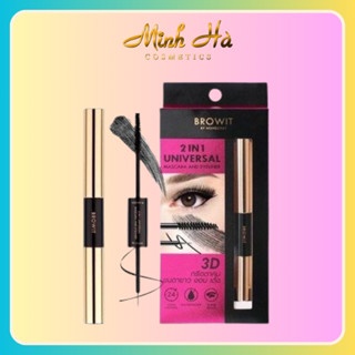 Mascara và bút kẻ mắt Browit Nongchat 2 in 1 Universal (Màu hồng) 6ml lâu trôi, không thấm nước