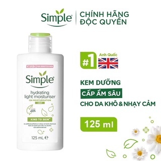 Sữa dưỡng ẩm Simple Hydrating Light Moisturiser 125ml dành cho da nhạy cảm