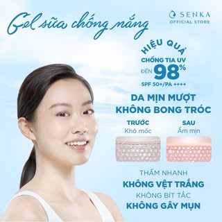 Gel sữa chống nắng Senka Perfect UV SPF 50+ PA++++ 80ml thấm nhanh, không bít tắc, giúp da ẩm mịn