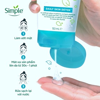Sữa rửa mặt Simple Water Boost Micellar Facial Gel Wash 150ml dành cho da khô và da nhạy cảm