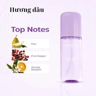 Xịt thơm body Grace and Glow Black Opium Body Mist 100ml (Tím) bám lâu trên da, mang lại cảm giác tự tin