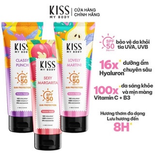 Serum dưỡng thể chống nắng Kiss My Body Sexy Margarita Sun Protection Perfume SPF50 PA++++ 180g giúp da sáng mịn