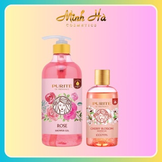 Set sữa tắm hương nước hoa PURITE hoa hồng + Sữa tắm PURITE Cherry Blossom dưỡng ẩm mềm mịn da