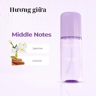 Xịt thơm body Grace and Glow Black Opium Body Mist 100ml (Tím) bám lâu trên da, mang lại cảm giác tự tin