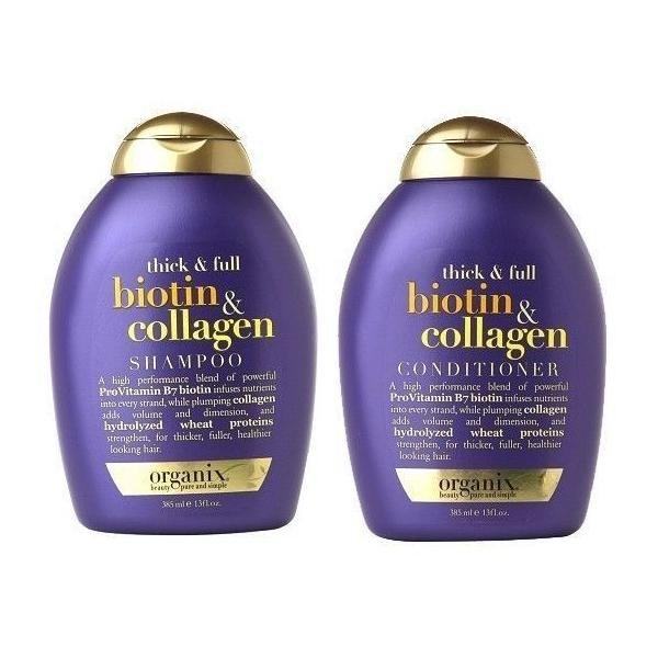 Combo 2 chai dầu gội xả Biotin Collagen Thick & Full OGX 385ml bản Mỹ dưỡng mọc tóc, giảm gãy rụng