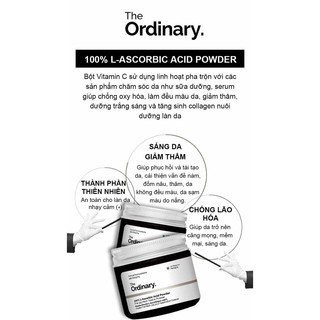 Bột sáng da The Ordinary Vitamin-C 100% L-Ascorbic Acid Powder 20g dưỡng trắng mờ thâm