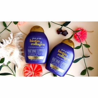 Combo 2 chai dầu gội xả Biotin Collagen Thick & Full OGX 385ml bản Mỹ dưỡng mọc tóc, giảm gãy rụng