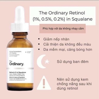 Serum chống lão hóa The Ordinary Retinol 0.5% in Squalane 30ml giúp giảm nếp nhăn