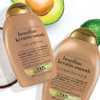 Bộ gội xả OGX Renewing + Argan Oil Of Morocco, Ever Straightening + Brazilian Keratin Therapy 385ml