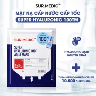 Mặt nạ Sur.medic+ Super Hyaluronic 100 Aqua Mask 30g làm dịu da hỗ trợ cấp nước chuyên sâu