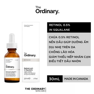 Serum chống lão hóa The Ordinary Retinol 0.5% in Squalane 30ml giúp giảm nếp nhăn