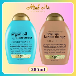 Bộ gội xả OGX Renewing + Argan Oil Of Morocco, Ever Straightening + Brazilian Keratin Therapy 385ml