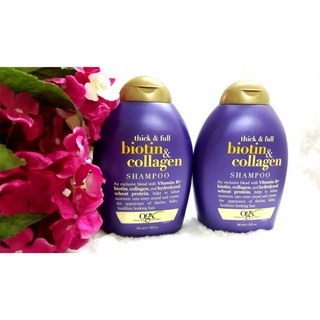 Combo 2 chai dầu gội xả Biotin Collagen Thick & Full OGX 385ml bản Mỹ dưỡng mọc tóc, giảm gãy rụng