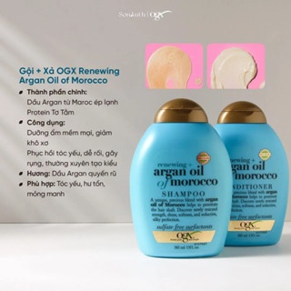 Bộ gội xả OGX Renewing + Argan Oil Of Morocco, Ever Straightening + Brazilian Keratin Therapy 385ml