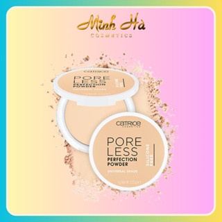 Phấn phủ dạng nén Catrice Pore Less Perfection Powder Universal Shade 9g hấp thu lớp dầu thừa cho lớp nền lì, mỏng