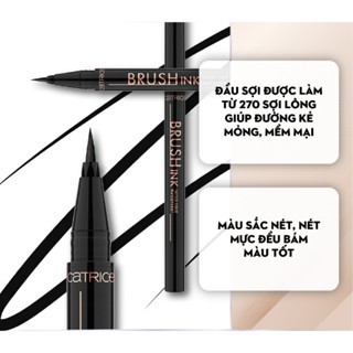 Bút kẻ mắt Catrice Liquid Eyeliner Brush Ink Tattoo Liner Waterproof 010 Black thuần chay chất mực đều