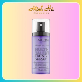Xịt khóa nền Catrice Long Lasting Prime & Fine Multitalent Fixing Spray 50ml giúp lớp trang điểm hoàn hảo và lâu trôi