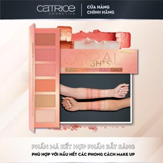 Phấn má và bắt sáng 6 ô Catrice Coral Lights Blush & Highlighter Palette 15g lên màu chuẩn dễ tán