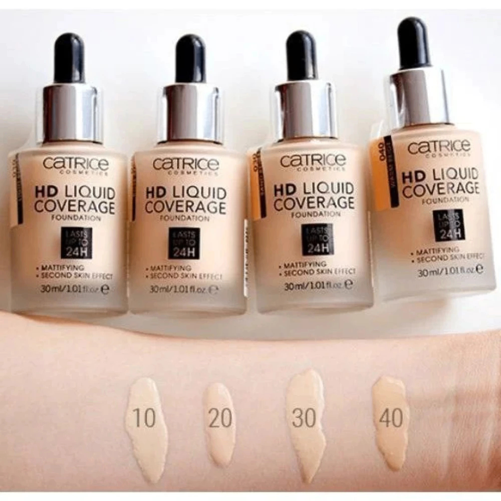 Kem nền Catrice HD Liquid Coverage Foundation 30ml che phủ tự nhiên mùi thơm dịu nhẹ