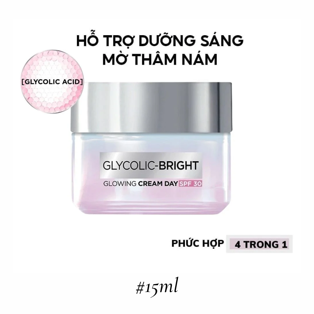 Kem dưỡng Loreal Paris Glycolic-Bright Glowing Cream 50ml sáng mịn mờ thâm nám ngày và đêm
