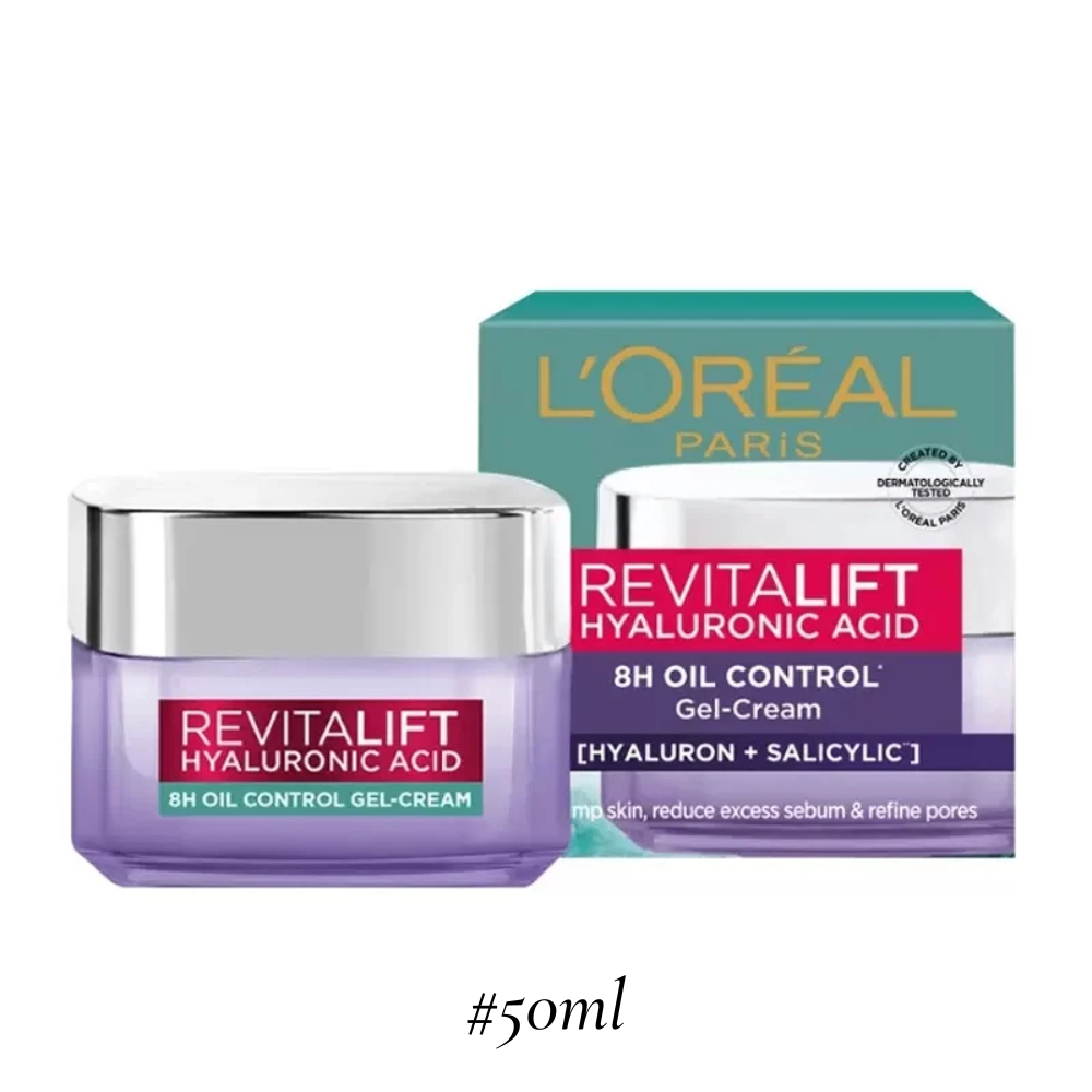 Kem dưỡng Loreal Paris Revitalift Hyaluronic Acid 8H Oil Control + Line Filling 50ml cấp ẩm kiềm dầu