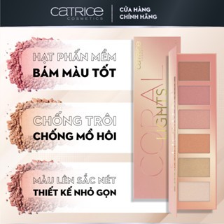 Phấn má và bắt sáng 6 ô Catrice Coral Lights Blush & Highlighter Palette 15g lên màu chuẩn dễ tán