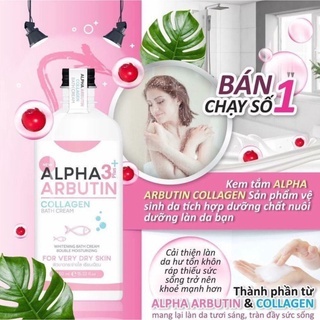Sữa tắm Alpha Arbutin Collagen 3plus+ Bath Cream 350ml giúp da trắng sáng mịn màng