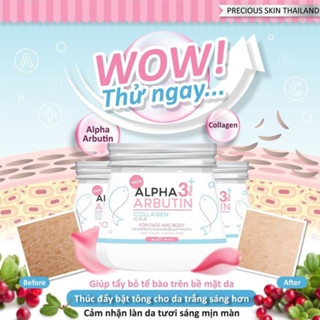 Tẩy tế bào chết mặt và body Alpha Arbutin 3 Plus + Collagen Scrub Thái Lan 75g loại bỏ tế bào chết làn da mịn màng