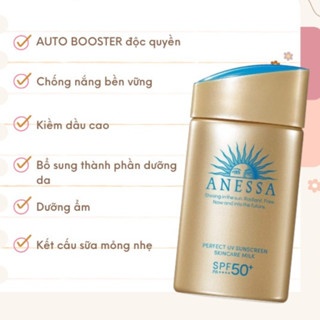 Sữa chống nắng Anessa Perfect UV Sunscreen Skincare Milk SPF 50+ PA++++ 60ml mịn mượt, không gây nhờn rít