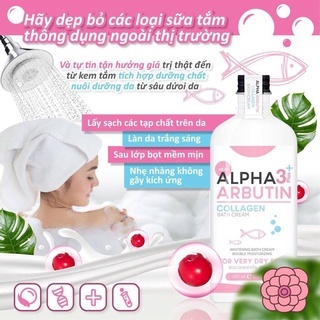 Sữa tắm Alpha Arbutin Collagen 3plus+ Bath Cream 350ml giúp da trắng sáng mịn màng