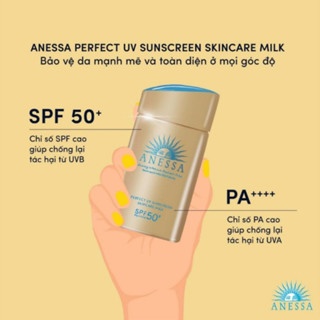 Sữa chống nắng Anessa Perfect UV Sunscreen Skincare Milk SPF 50+ PA++++ 60ml mịn mượt, không gây nhờn rít