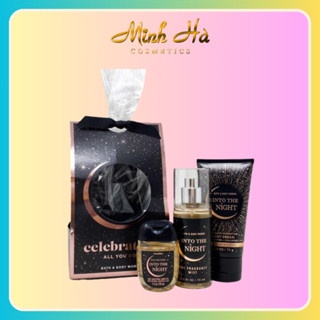 Set 3 món Bath & Body Works mini Japanese Cherry Blossom và Into The Night chăm sóc body sạch sẽ thơm tho