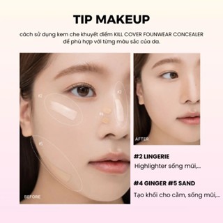 Che khuyết điểm Clio Kill Cover Founwear Concealer 6g mỏng nhẹ độ che phủ cao