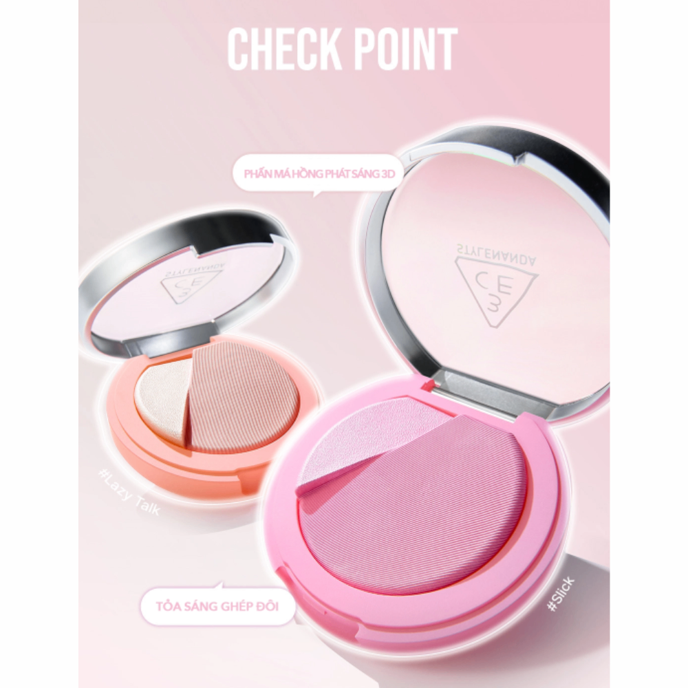Phấn má hồng 3CE Blushlighter 4.3g chất phấn mịn lì lên màu chuẩn
