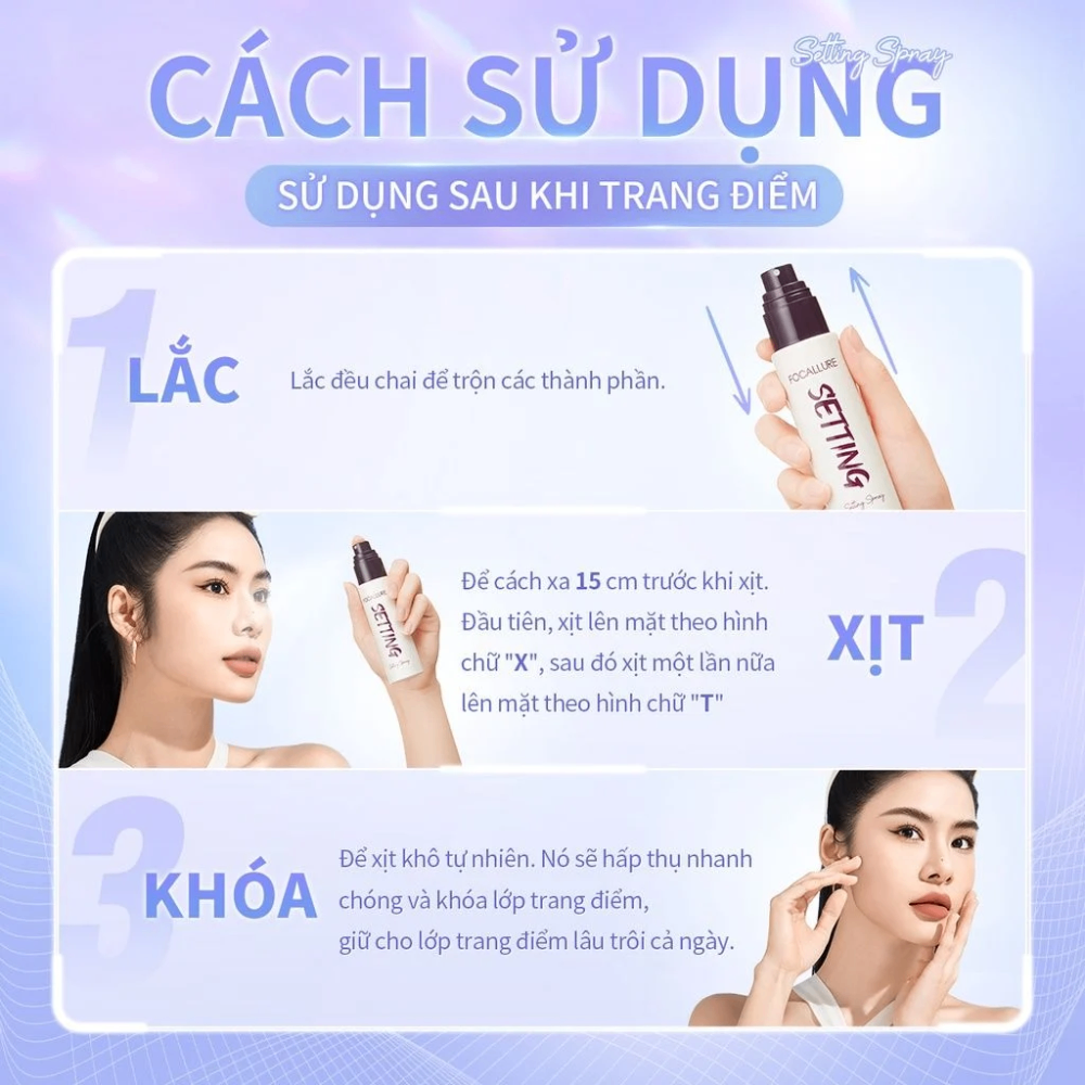 Xịt khóa nền Focallure Flawless Long-lasting Setting Spray FA352 (SP01) 65ml dưỡng ẩm giữ lớp makeup lâu trôi